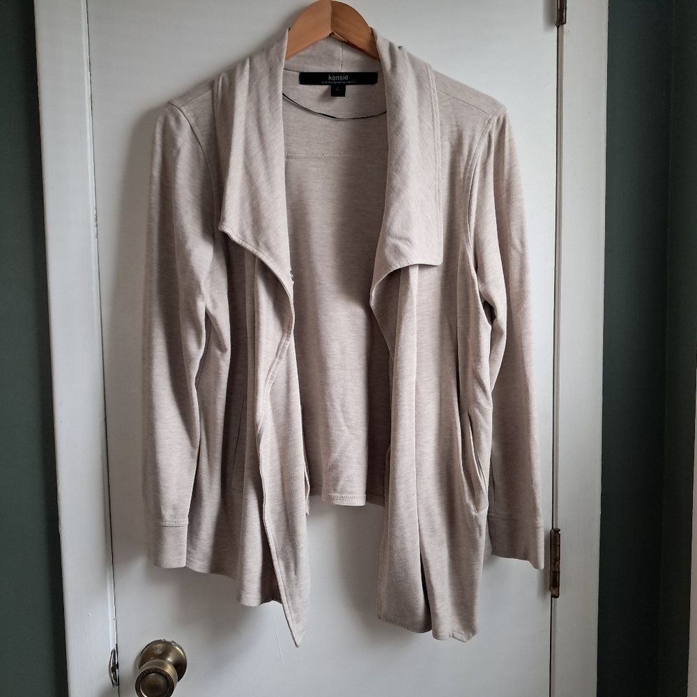 Kensie Cream Stretch Knit Blazer Jacket Large